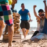 Een van de teambuilding ideeën is Expeditie Robinson XL Jenga